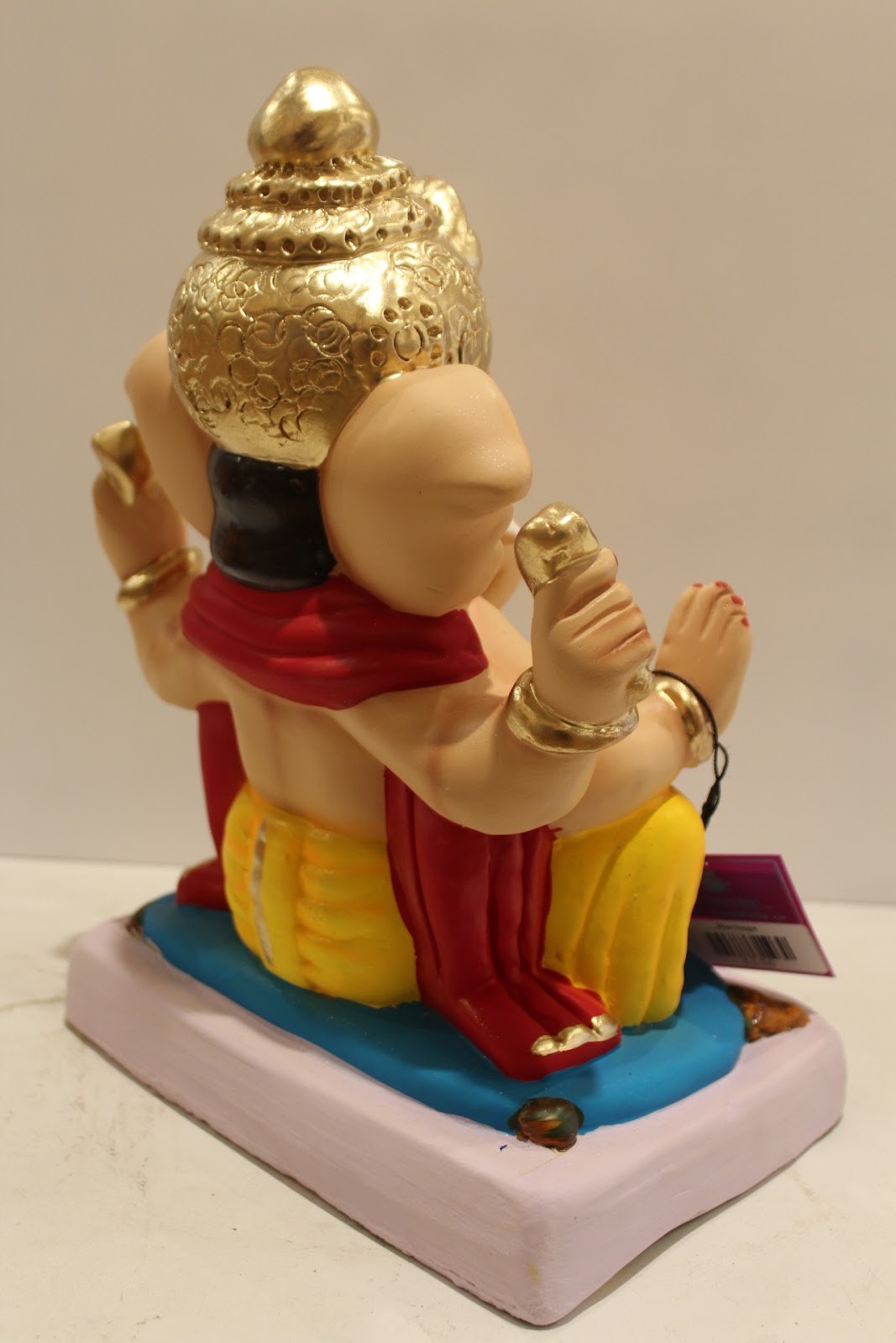 Eco-Friendly Ganesh Visarjan Idol – Red Khes & Yellow Dhoti, ~12 inch, Clay