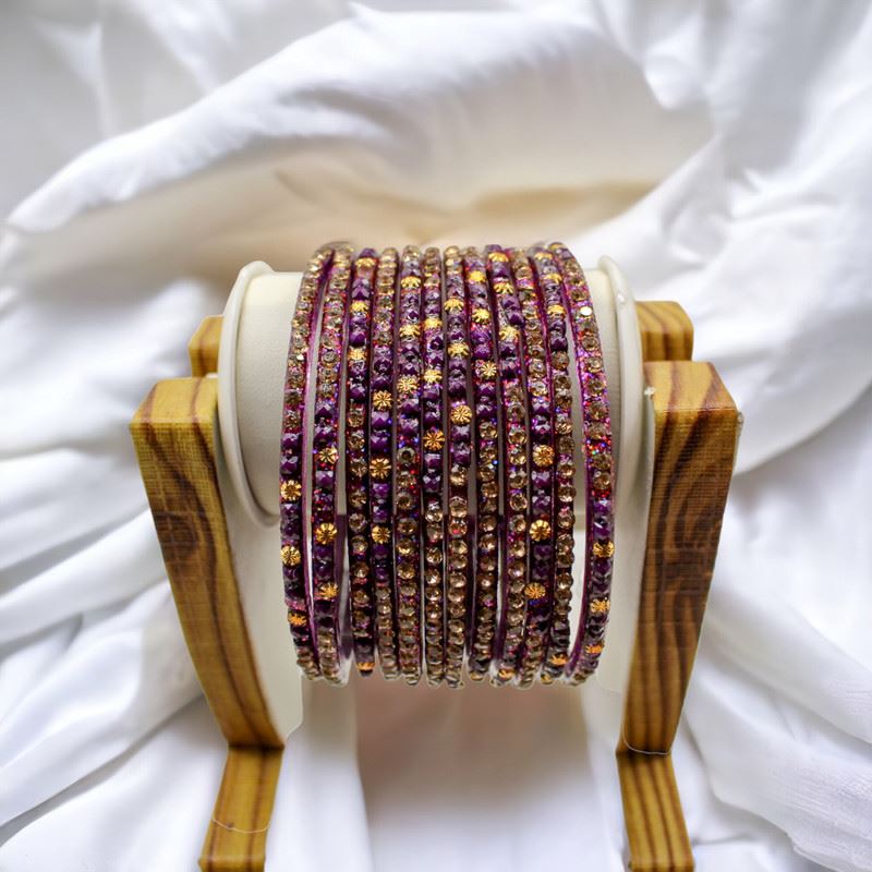 Indian glass bangles set of 12 - Purple Violet