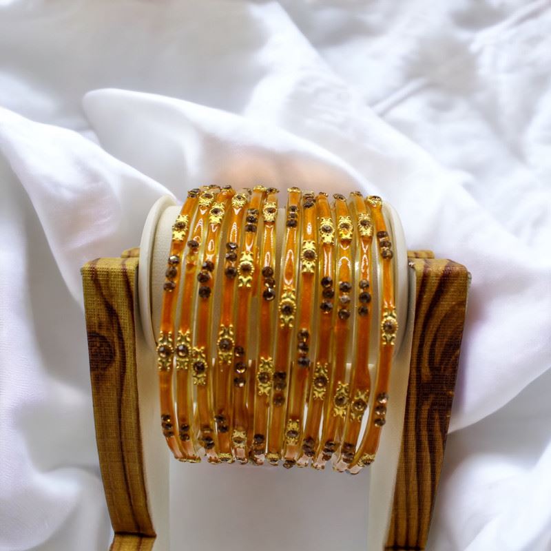 Indian glass bangles set of 12 - Brown Beige