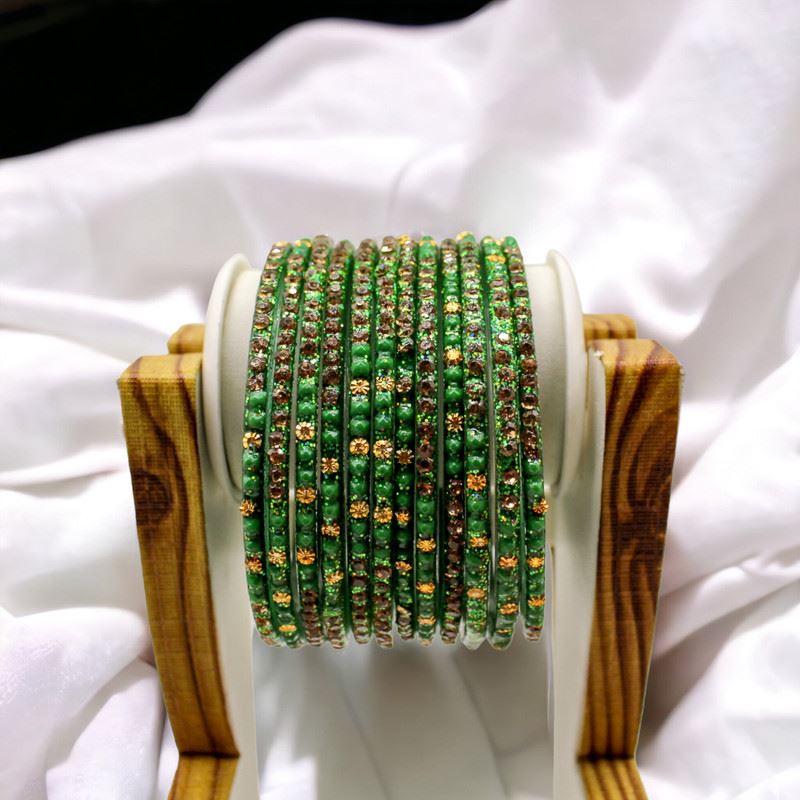 Indian glass bangles set of 12 - Mint Green
