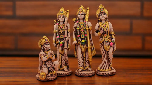 Lord Ram Darbar statue for Home/Office decoration (9cm x 9cm x 2cm) Grey