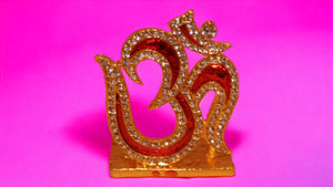 Hindu Religious Symbol OM Idol for Home,Car,Office (2cm x 1.5cm x 0.5cm) Golden