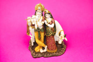 Radhe Krishna Hindu God Hindu fiber idol Grey