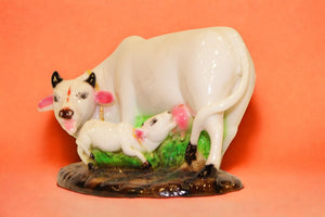 Cow with Calf Vastu,Positive Energy for Home offers Wealth,Prosperity White