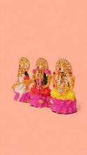 Load image into Gallery viewer, Laxmi,ganesh,saraswati Hindu God fiber idol Gold