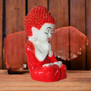 Buddha buddh buddha sitting medium Showpiece Home decore OrangeRedRed