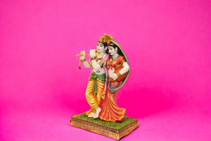 Radhe Krishna Hindu God Hindu fiber idol YellowOrange