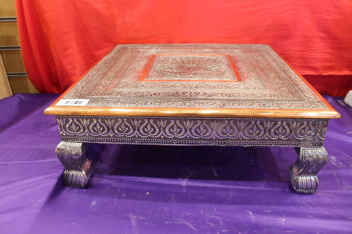 Oxidised Silver Bajot Pooja Chowki 24 x 24 inch