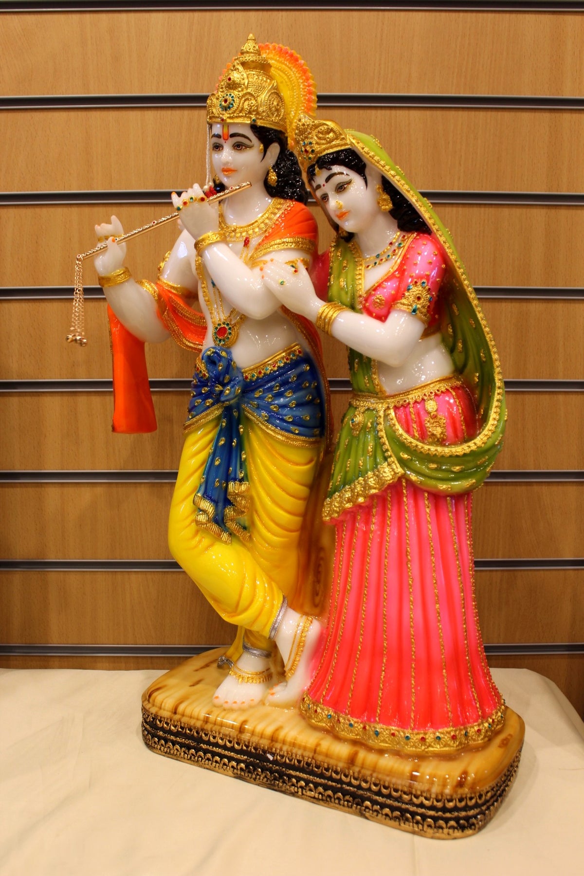 Resin/Fibre Radha Krishna Statue for Home Temple – Hand-Painted Standing Pair, 26 inch
