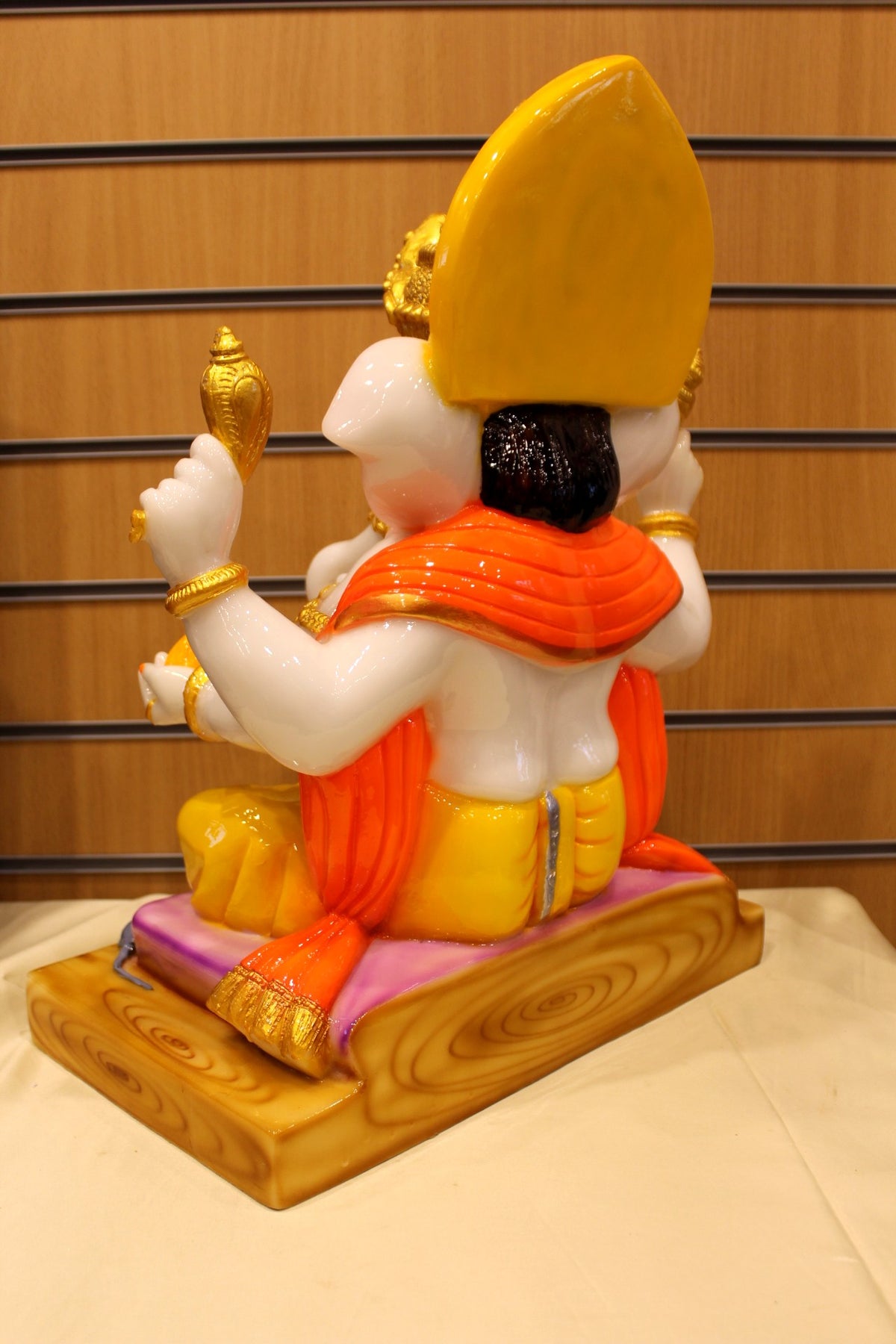 Resin/Fibre Ganesh Statue for Home Temple – Seated on Cushion, 19 inch