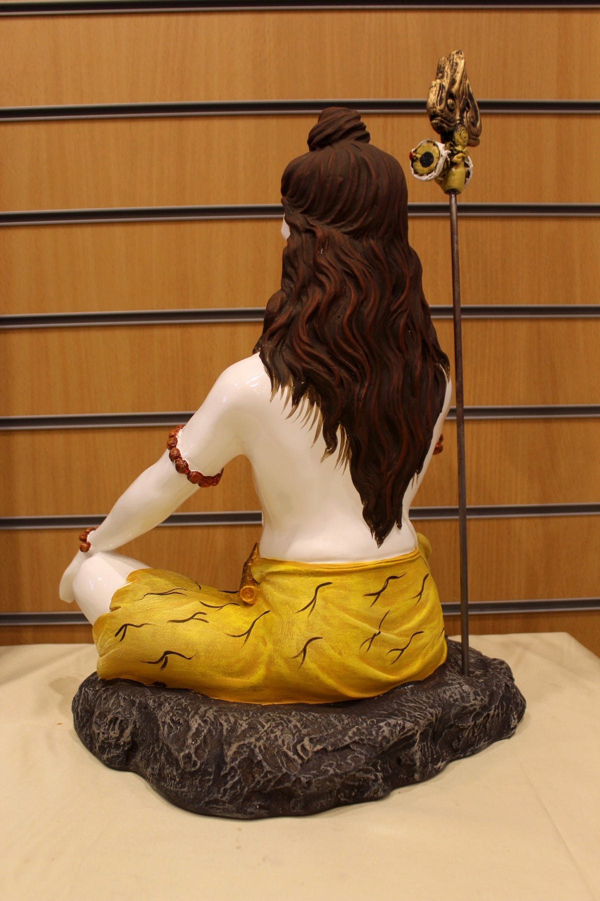 Resin/Fibre Shiv Statue for Home Temple – Meditating on Tiger Skin, 19 inch