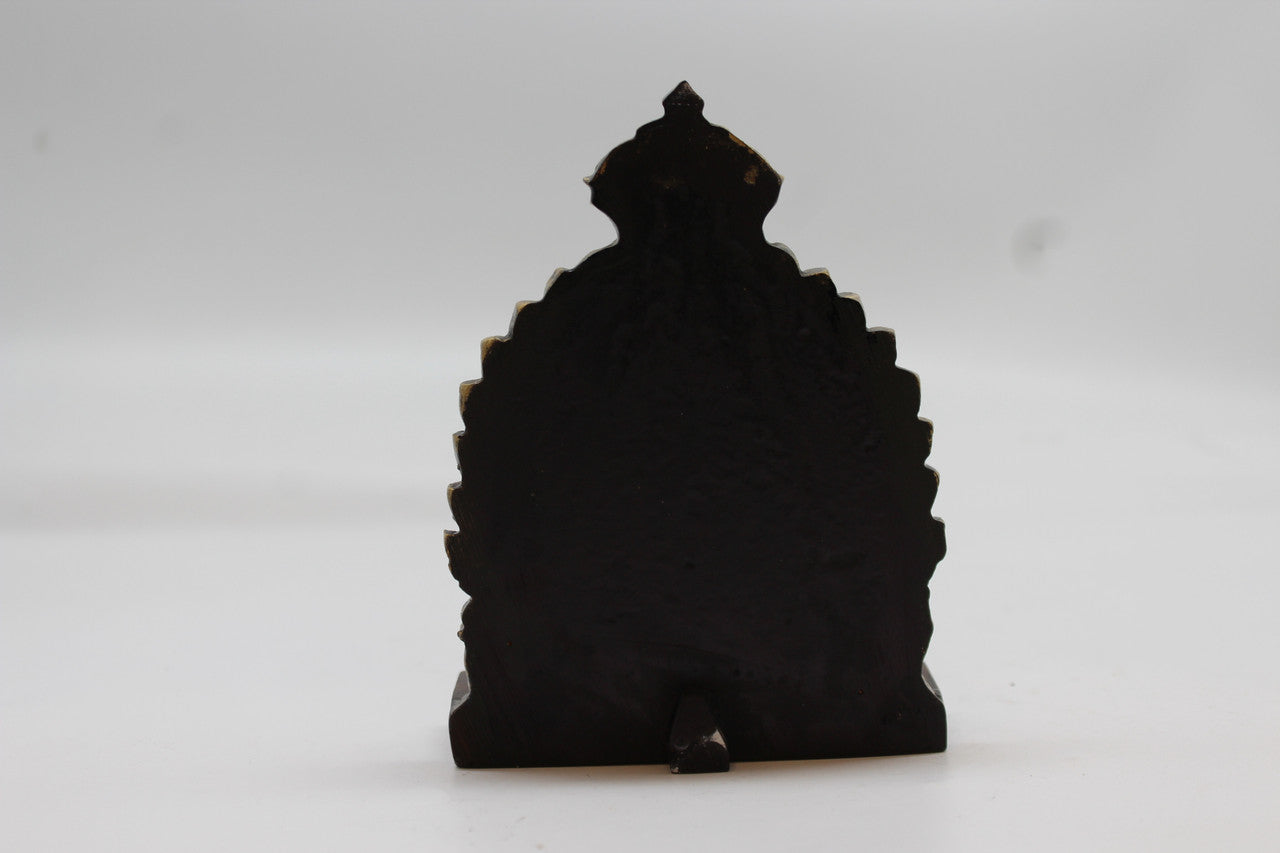 Standing Lord Murugan Idol with Peacock – Temple Arch Base - Red - back view