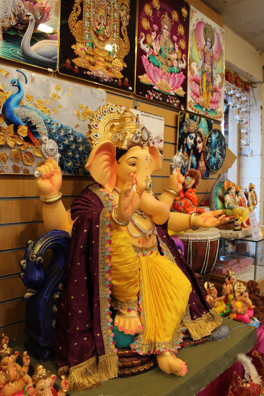 POP Ganesh Visarjan Idol Purple and Gold 3.5ft - side view