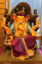 Load image into Gallery viewer, POP Ganesh Visarjan Idol Powder Blue and Maroon 3.5ft - with price tag