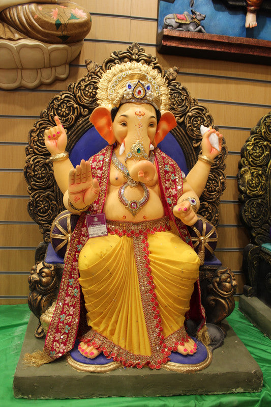 POP Ganesh Visarjan idol, Yellow variant, front view