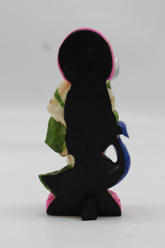 Standing Lord Murugan Idol with Peacock – Pink Lotus Base - Pink - back view