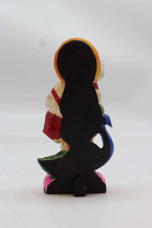 Standing Lord Murugan Idol with Peacock – Pink Lotus Base - Orange - back view