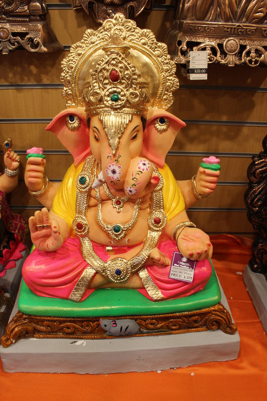 Eco-Friendly Ganesh Idol - Mustard Plain, front view