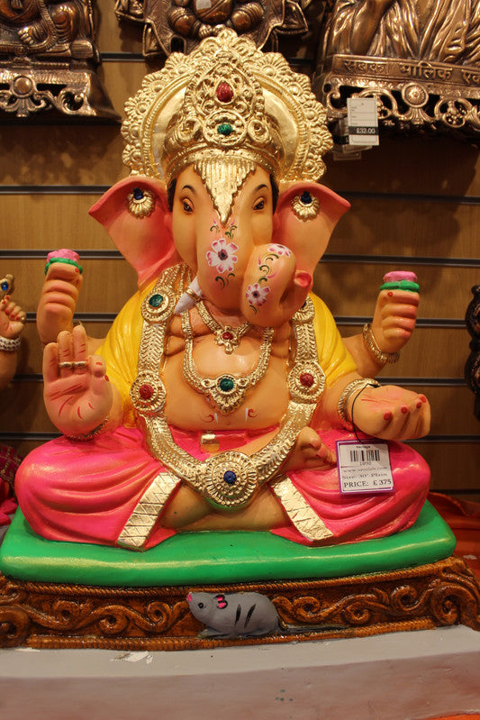 Eco-Friendly Ganesh Idol - Mustard Plain, full figure
