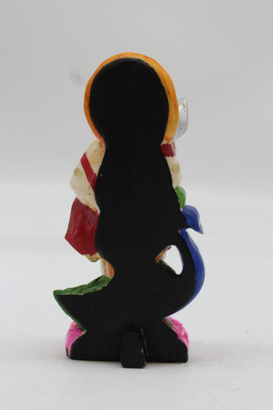 Standing Lord Murugan Idol with Peacock – Pink Lotus Base - Purple - back view