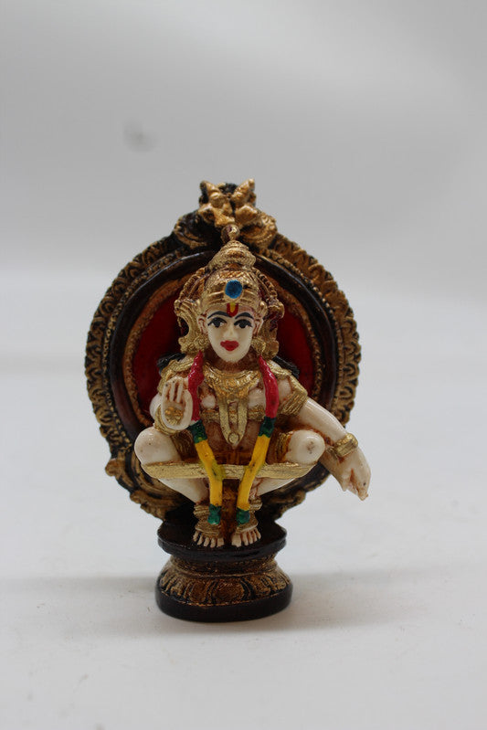 Lord Ayyappa Swamy Wall Medallion Plaque - Red - front view