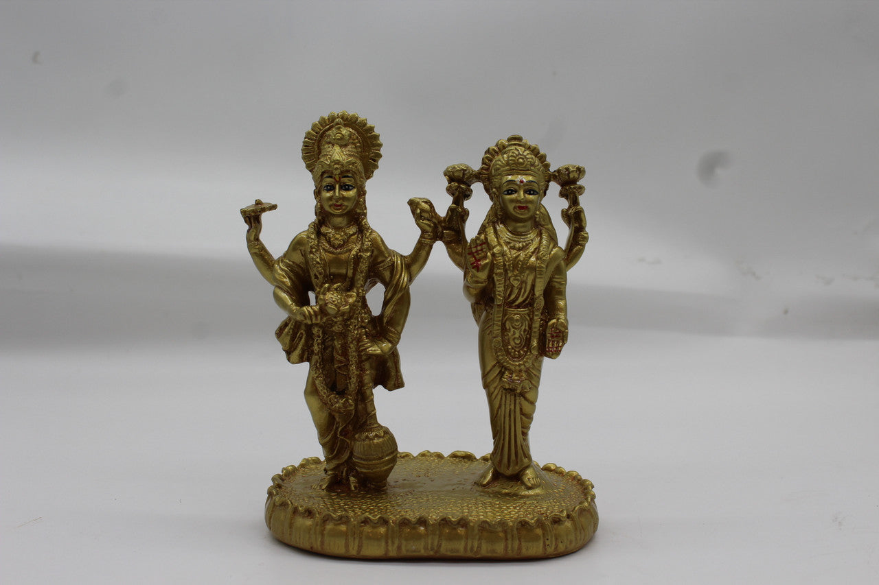 Laxmi Narayan Gold resin/fibre statue, 1007