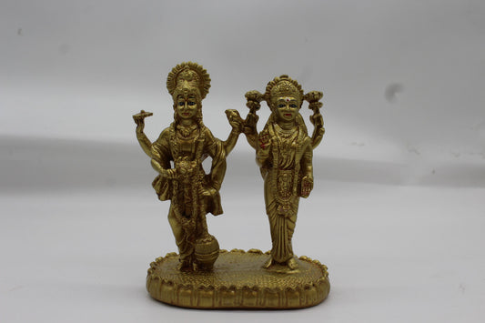 Laxmi Narayan Gold resin/fibre statue, 1007