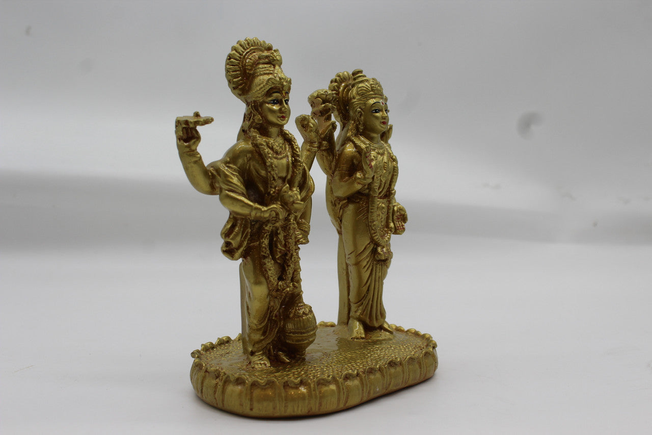Laxmi Narayan Gold resin/fibre statue, 1007