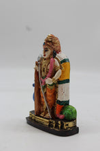 Load image into Gallery viewer, Standing Lord Murugan Idol with Peacock – Golden Pillar Base - Orange - angled view