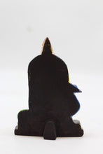 Load image into Gallery viewer, Standing Lord Murugan Idol with Peacock – Golden Pillar Base - Orange - back view