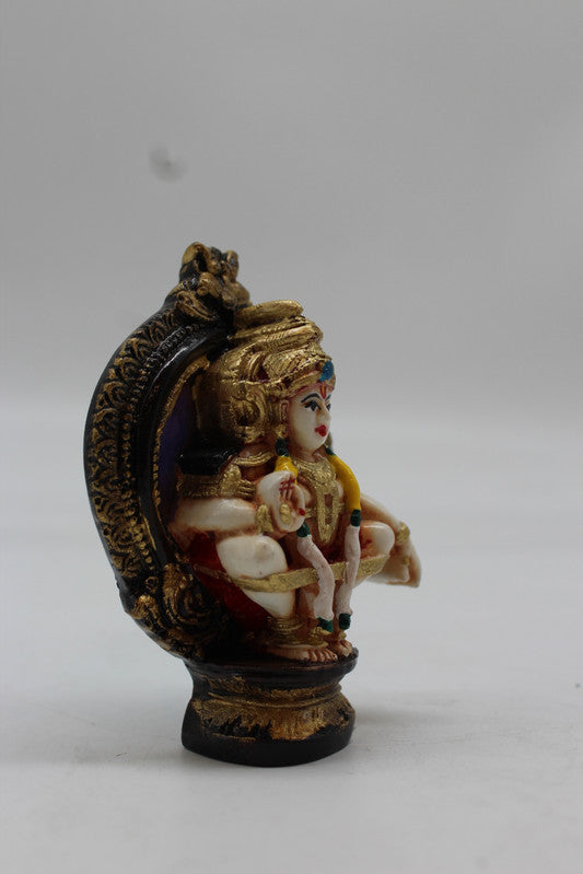 Lord Ayyappa Swamy Wall Medallion Plaque - Purple - side view