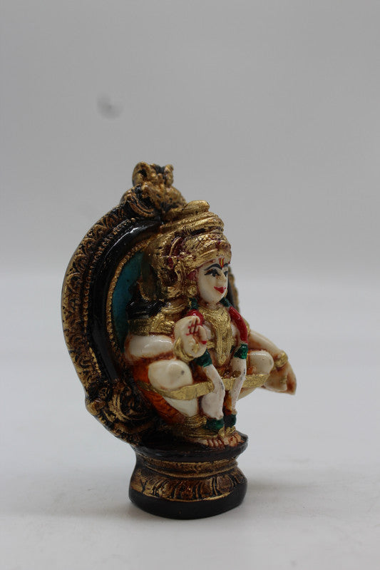 Lord Ayyappa Swamy Wall Medallion Plaque - Teal - side view