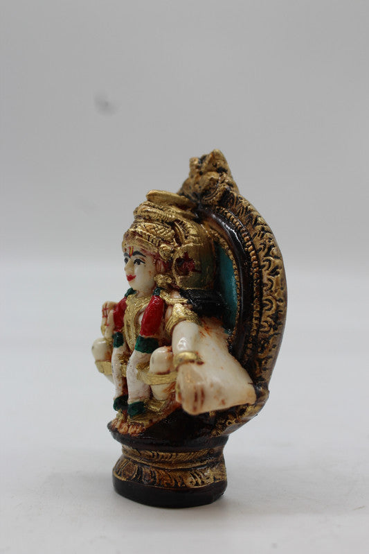 Lord Ayyappa Swamy Wall Medallion Plaque - Teal - angled view