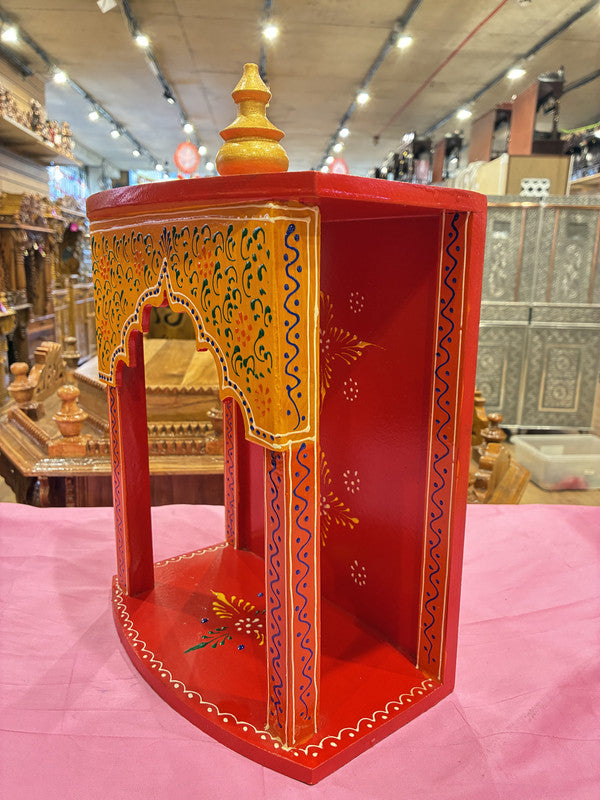 Hand-Painted Red Wooden Mandir - A103