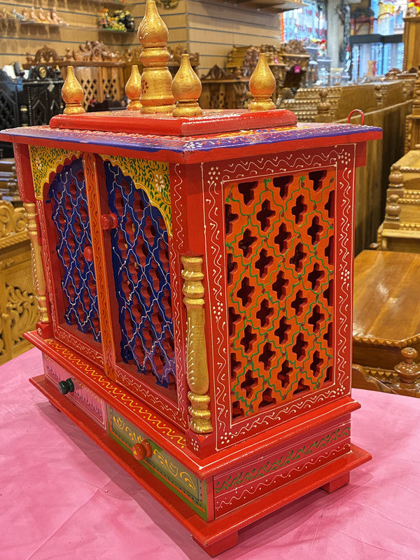 Hand-Painted Wooden Mandir - A110
