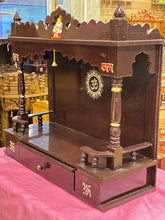 Load image into Gallery viewer, Hand-Painted Wooden Mandir - A118 (Dark Walnut with Hand-Painted Art)