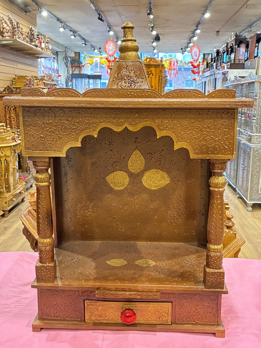 Hand-Painted light brown Wooden Mandir - A107