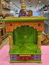 Load image into Gallery viewer, Hand-Painted Green Wooden Mandir - A105