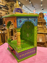 Load image into Gallery viewer, Hand-Painted Green Wooden Mandir - A105