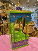 Load image into Gallery viewer, Hand-Painted Green Wooden Mandir - A105