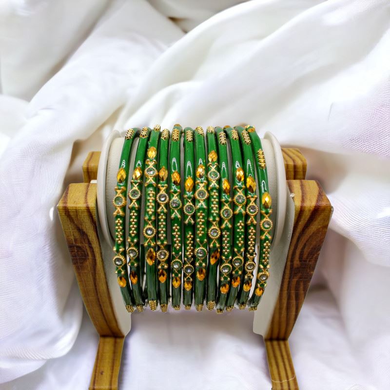 Indian glass bangles set of 12 - Turquoise Green