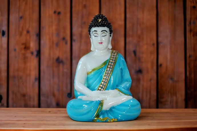 Buddha buddh buddha sitting medium Showpiece Home decore OrangeBlueBlue