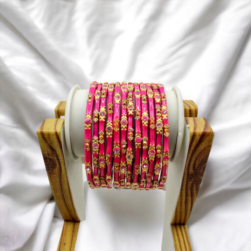 Indian glass bangles set of 12 - Raspberry Red