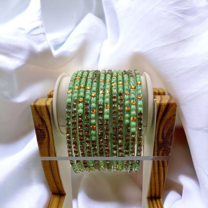 Indian glass bangles set of 12 - Pale Green