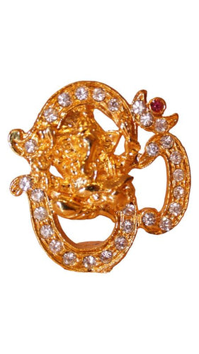 Hindu Religious Symbol Om Ganapati Idol for Home,Office(1.9cm x1.5cm x0.5cm)Gold