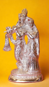 Radha Krishna Idol Showpiece Murti Gifts Home Decor( 8.5cm x 4.5cm x 2cm) Silver