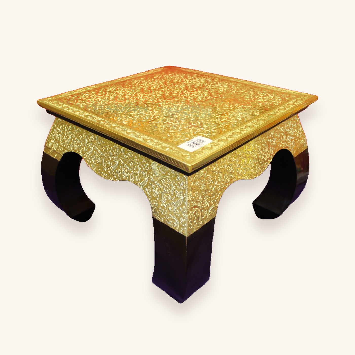 Gold embossed bajot, tall version, angled view