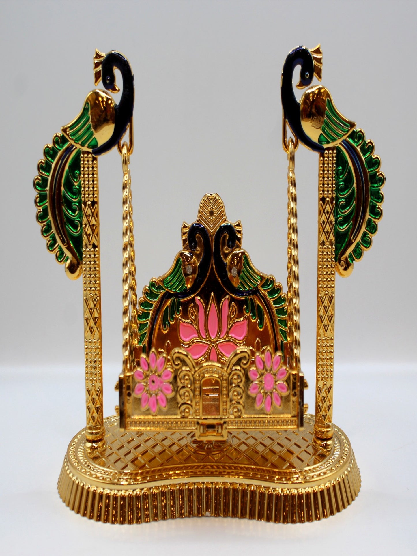 Bal Gopal Jhula 7 x 6 inch – Foldable, Green Peacock Posts