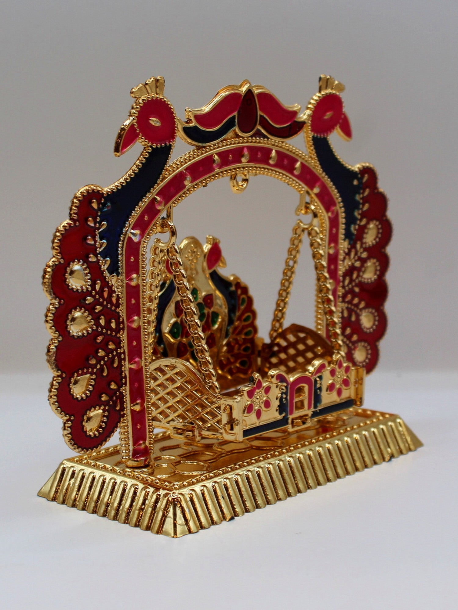 Bal Gopal Jhula 6 x 2.5 inch – Red & Navy Peacock Arch