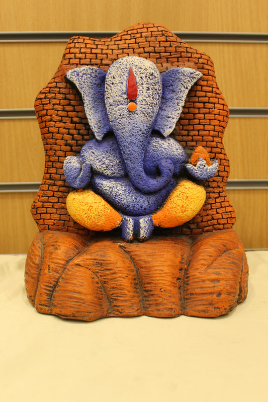 Ganesh Gift Statue – Blue Ganesh in Brick Arch, Resin/Fibre, 11 inch – front view